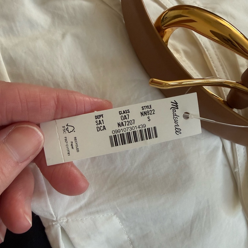Madewell Tan Leather Belt with Gold Buckle and Triple Keeper - Picture 4 of 6